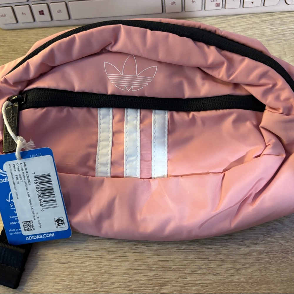 Adidas Light Pink Belt Bag with White Accents